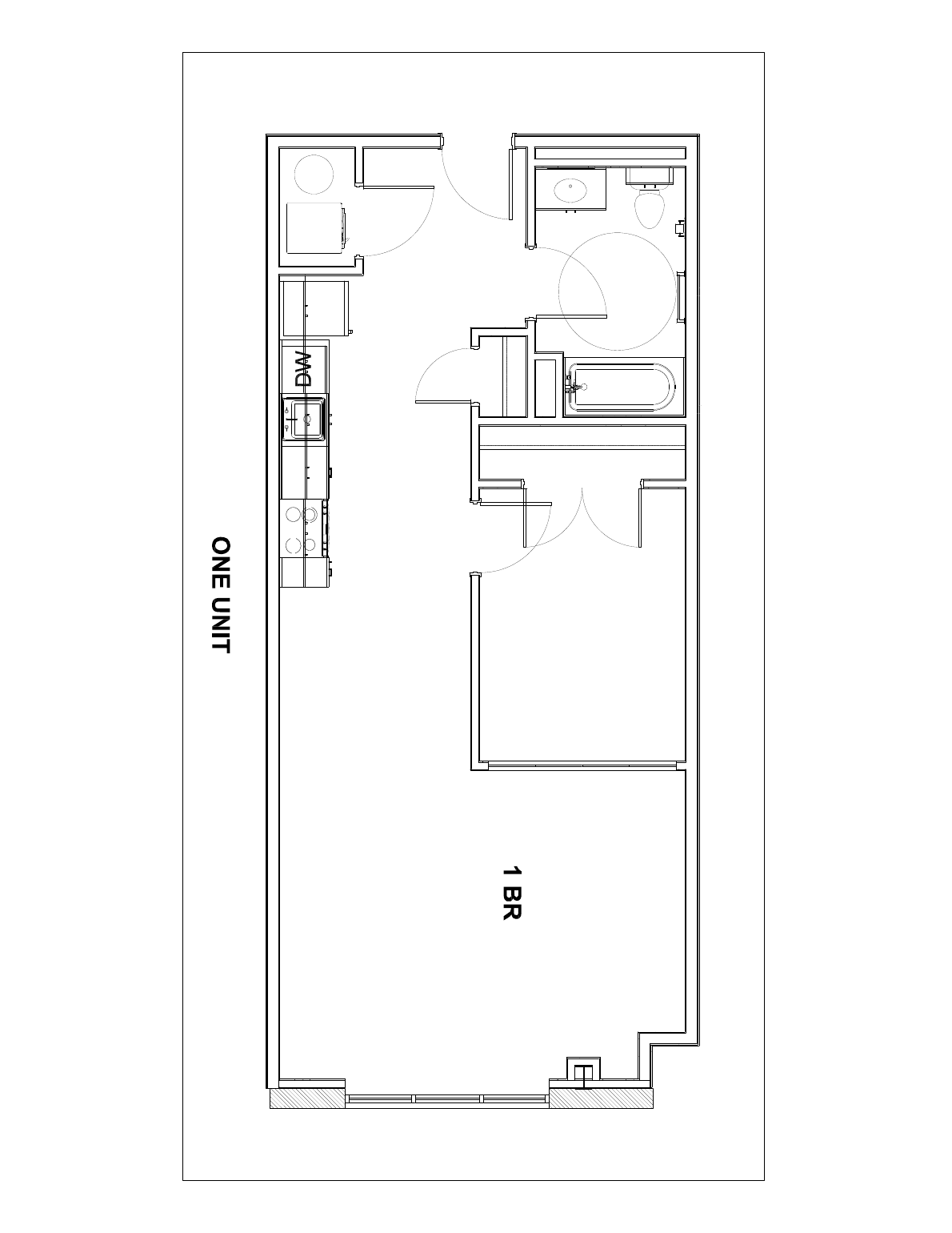 Single-Level Plan B floor plan, 798 sq ft, Unit 102