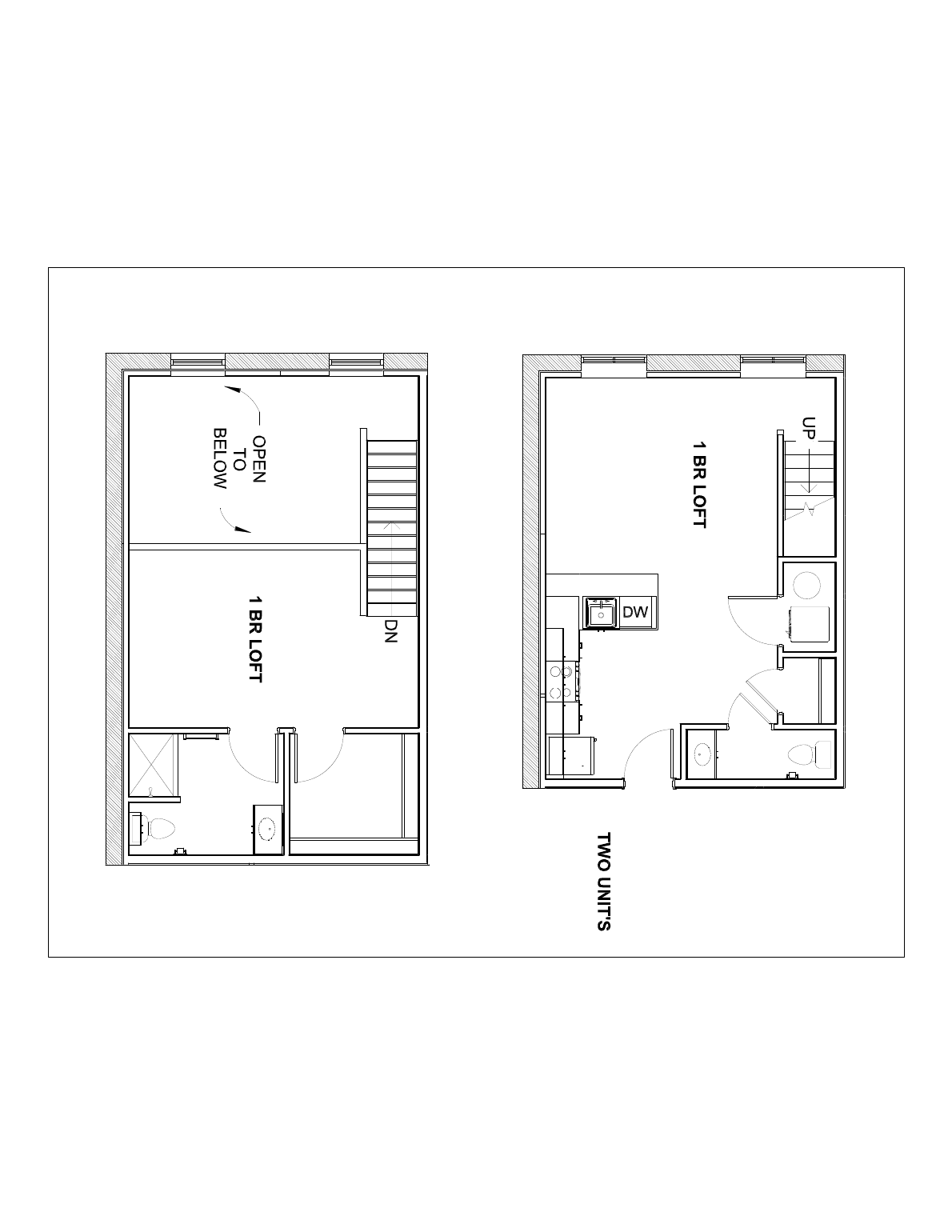 Loft Plan F floor plan, 955 sq ft, Units 107, 109